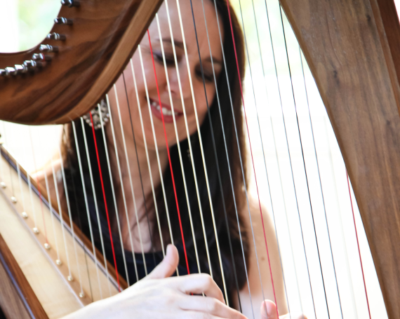 Sharon Carroll Harpist smiling